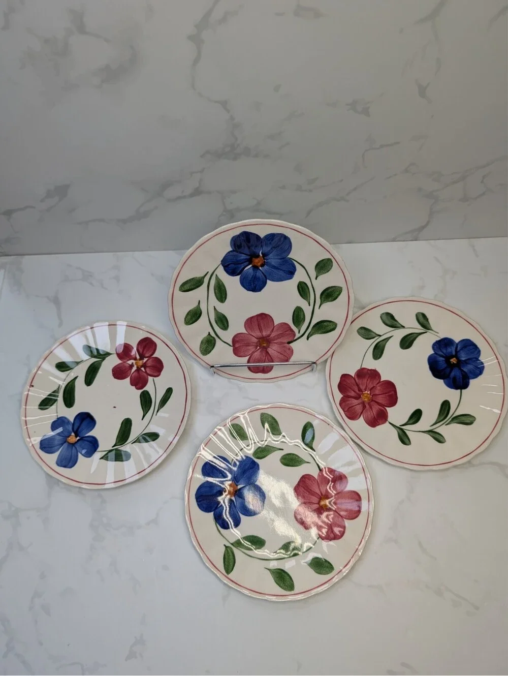 Blue Ridge Laurel Wreath Bread & Butter Plates Set of 4 Vintage 6.25